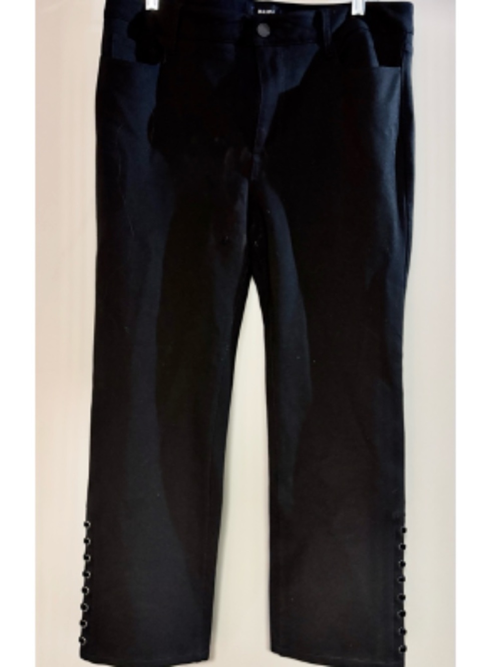 PAIGE Straight Black Pants w/ Velvet Lace Up Ankle High Rise Size 32